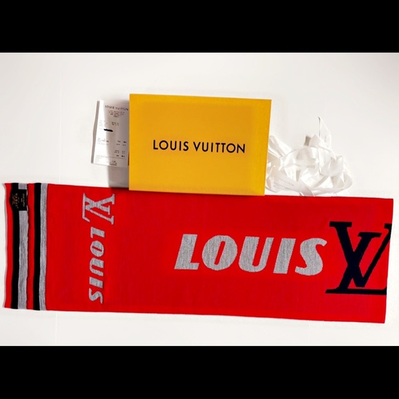 Louis Vuitton Other - Louis Vuitton LV Scarf W/Receipt🧣🧾Red X Navy Blue X Grey (OPEN BOX NEVER WORN)